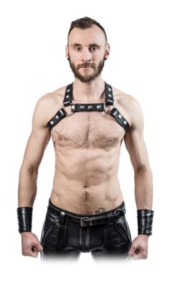 Leather X-Back Harness - MrB - Black/Black - Size L/XL