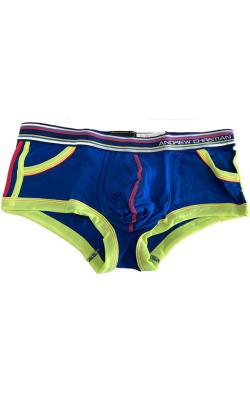 Boxer ''Pocket Retro Pop Show-It'' Andrew Christian - Bleu Fonc/Jaune Non - Taille S