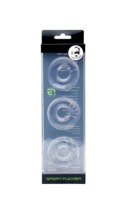 Sport Fucker Rubber Cockring Chubby - Pack de 3 transparents