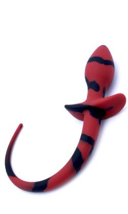 ButtPlug DOG TAIL Silicone - KIOTOS - Black/Red