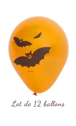 Lots de 12 ballons ''Chauve Souris'' - Halloween