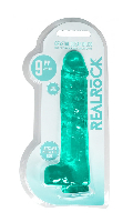 Cliquez pour voir la fiche produit- Dildo Crystal Clear - RealRocK - Vert - Taille 9'' (23cm)